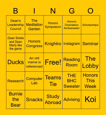 BHC Day of Giving Bingo Card
