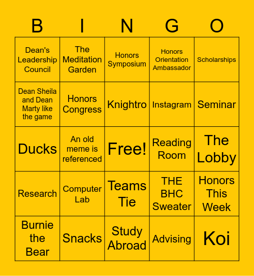 BHC Day of Giving Bingo Card