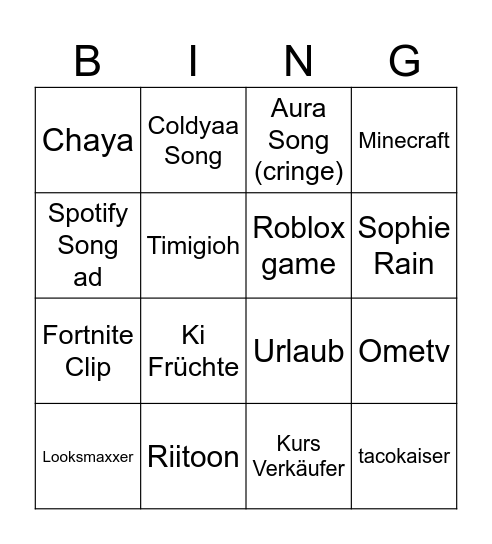 Au3rs Bingo Card