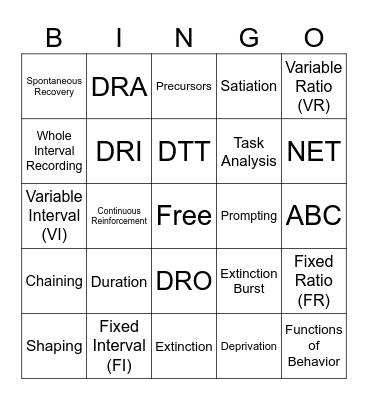 ABA BINGO Card