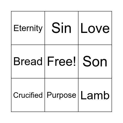Good Friday Bingo Card