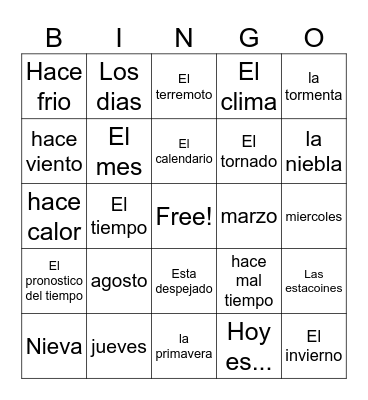 Capitulo 6- Nicaragua Bingo Card