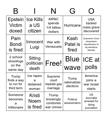 2026 News Bingo Card