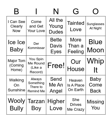 1 Hit Wonders Round 2 Bingo Card