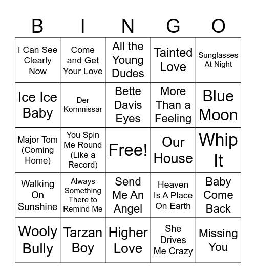 1 Hit Wonders Round 2 Bingo Card