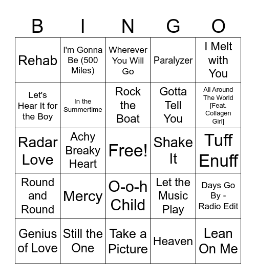 1 Hit Wonders Round 3 Bingo Card
