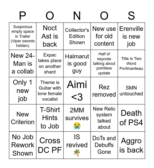 NA Fanfest Keynote Bingo Card