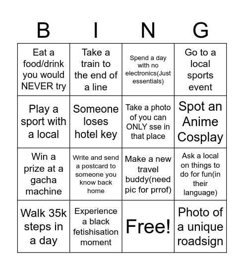 project  2026 Bingo Card