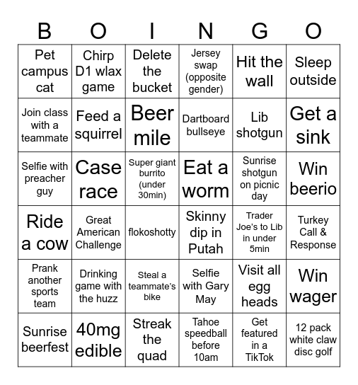 BOINGO Bingo Card