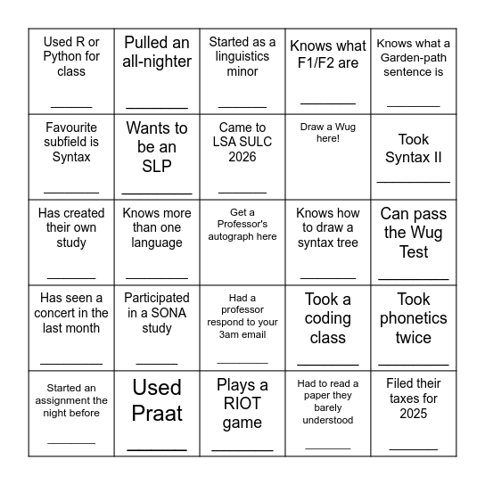 /ˈbɪŋɡoʊ/ Bingo Card