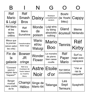 Mario Galaxy Movie Bingo Card