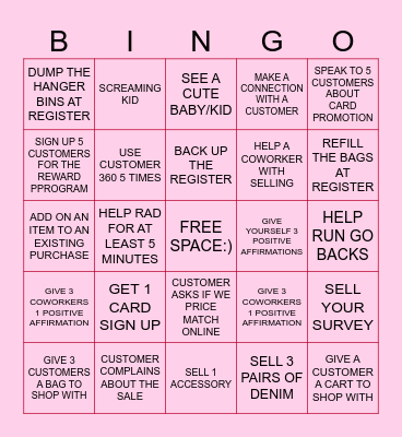 Old Navy 5139<3333333 Bingo Card