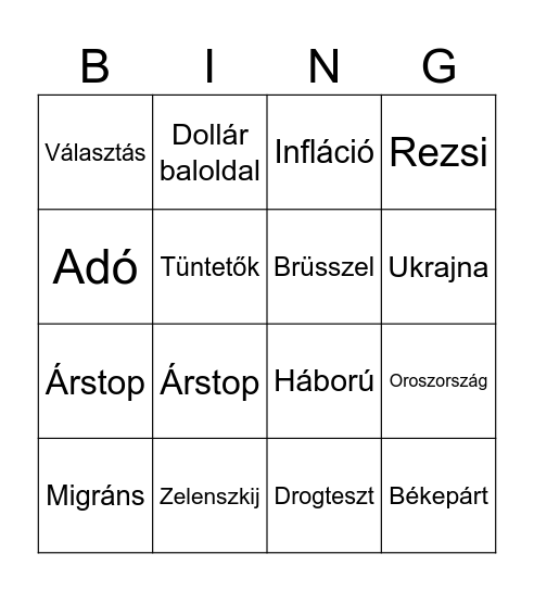 Orbán bingó Bingo Card