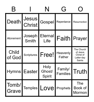 April 2026 LDS General Conference BINGO Card