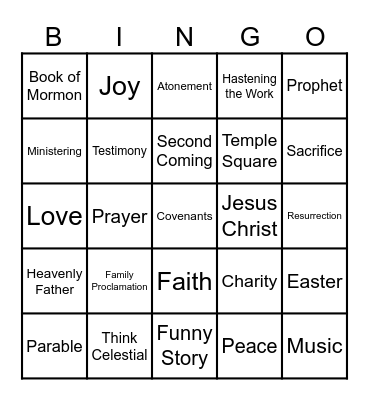 General Conference Bingo Card