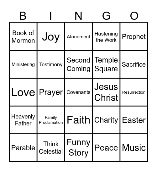 General Conference Bingo Card