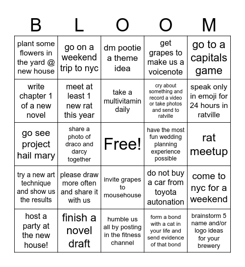 blu touch grass Bingo Card
