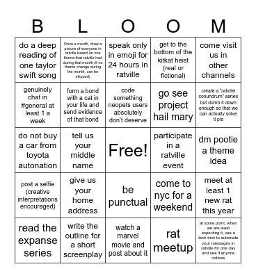 robbie touch grass Bingo Card