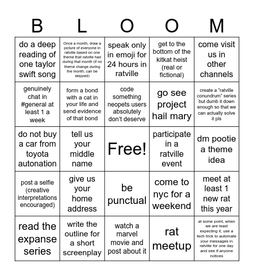 robbie touch grass Bingo Card