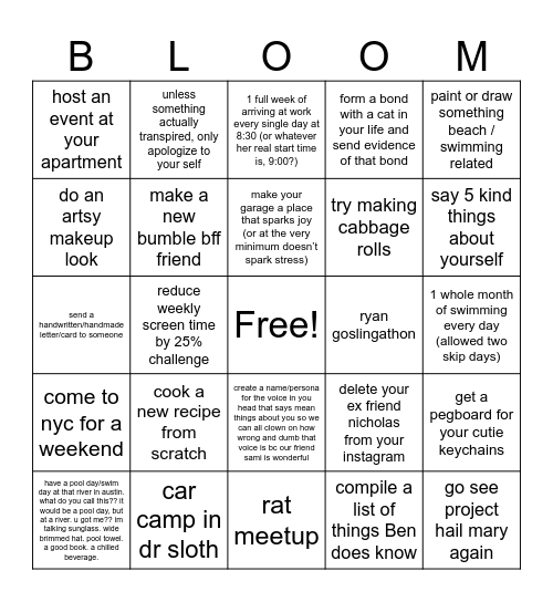 sami touch grass Bingo Card