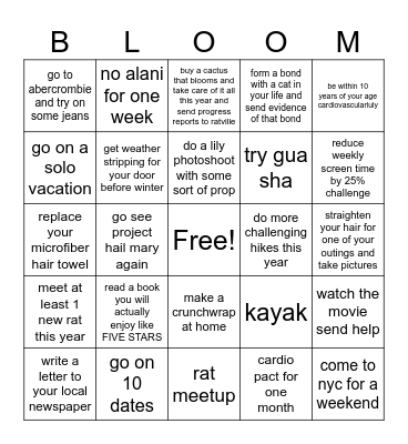 xtine touch grass Bingo Card