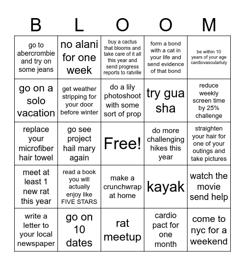 xtine touch grass Bingo Card