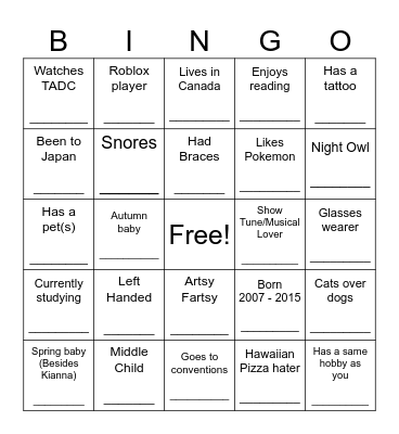 Ice Breaker Bingo Card