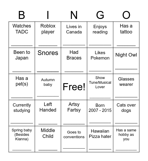 Ice Breaker Bingo Card
