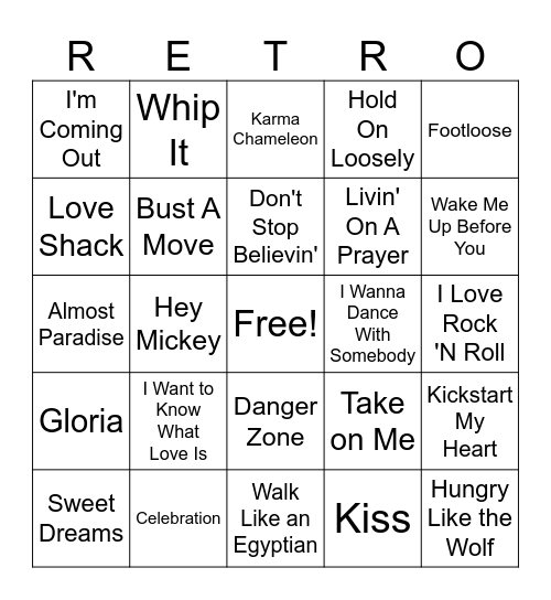 80's Bingo Card