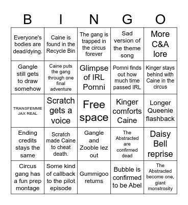 TADC Episode 9 Bingo Card