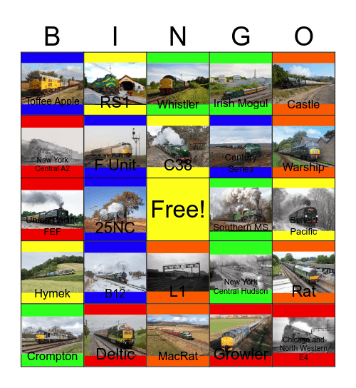 Green, Yellow and Gray Engines that I would like to design one day Bingo Card