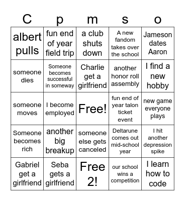 JoJo/cope bingo board Bingo Card