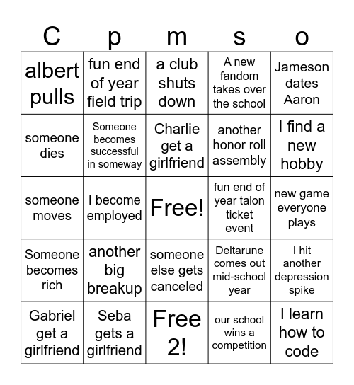 JoJo/cope bingo board Bingo Card