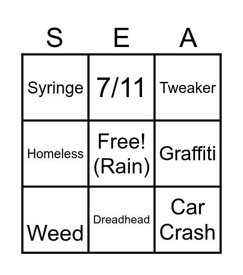 Seattle Bingo Card