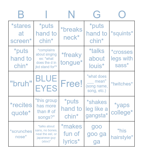 jaden bingo pt. 2 Bingo Card