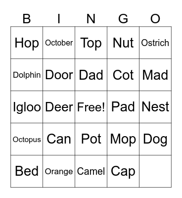 Mars Class Bingo Card