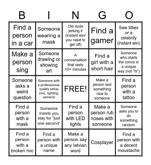 Omegle Bingo Card