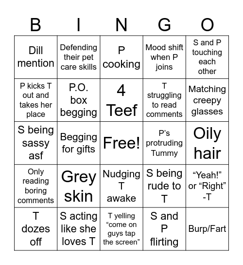 Dream Team Live Bingo Card