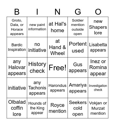 I Should've Come Up With A Mask Pun Title By Now [Critical Role 4.21] Bingo Card