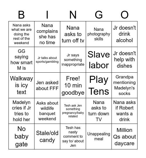 Easter Weekend Bingo Card