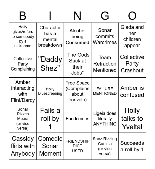 PMDND Bingo Card