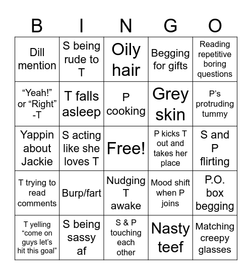 Dream Team Live Bingo Card