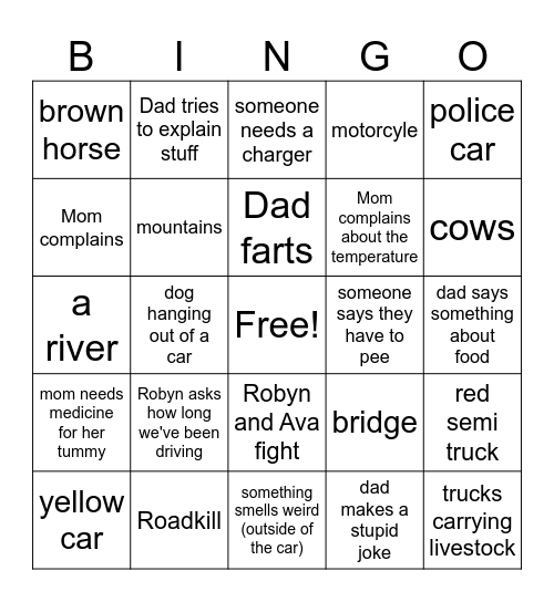 Mielke Family Florida Trip Bingo Card
