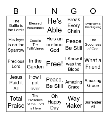 GOSPEL BINGO Card