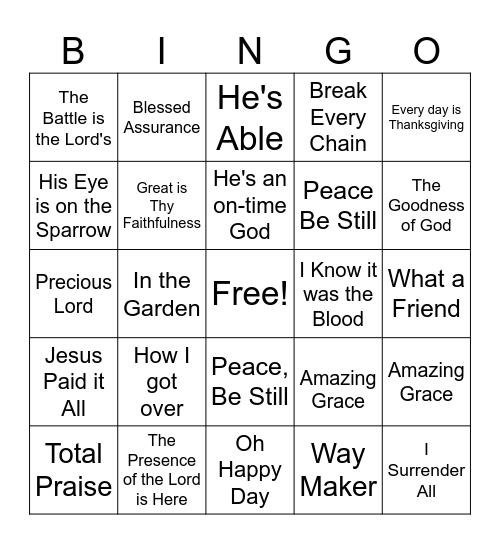 GOSPEL BINGO Card