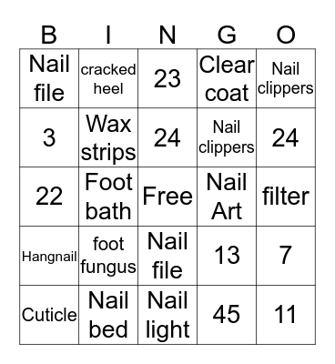 Nail Bingo Card