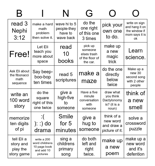 For Fun Bingo Card