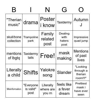 Alterhuman tiktok comp bingo Card