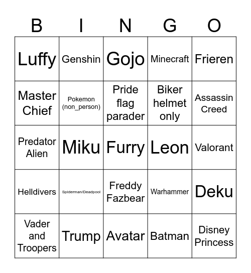 Armageddon Bingo Card
