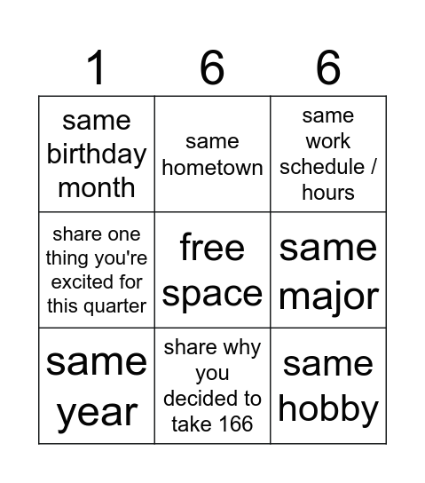 Google Docs Bingo Card